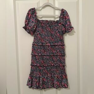 Katie J NYC Floral Smocked Dress with Puff Sleeves